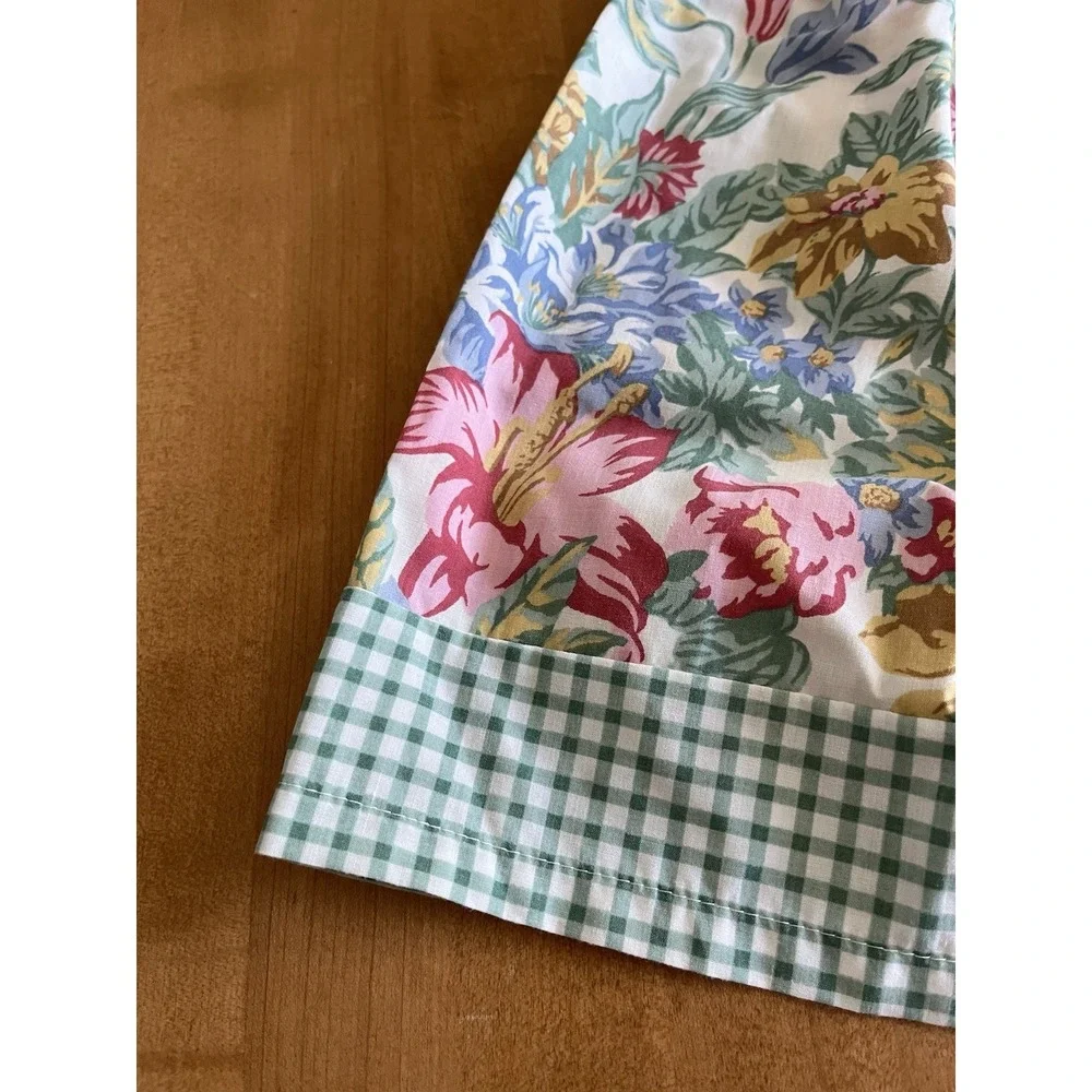 Vintage Rachel's Kids‎ Floral Gingham Peter Pan Collar Dress Sz 6X Green Plaid